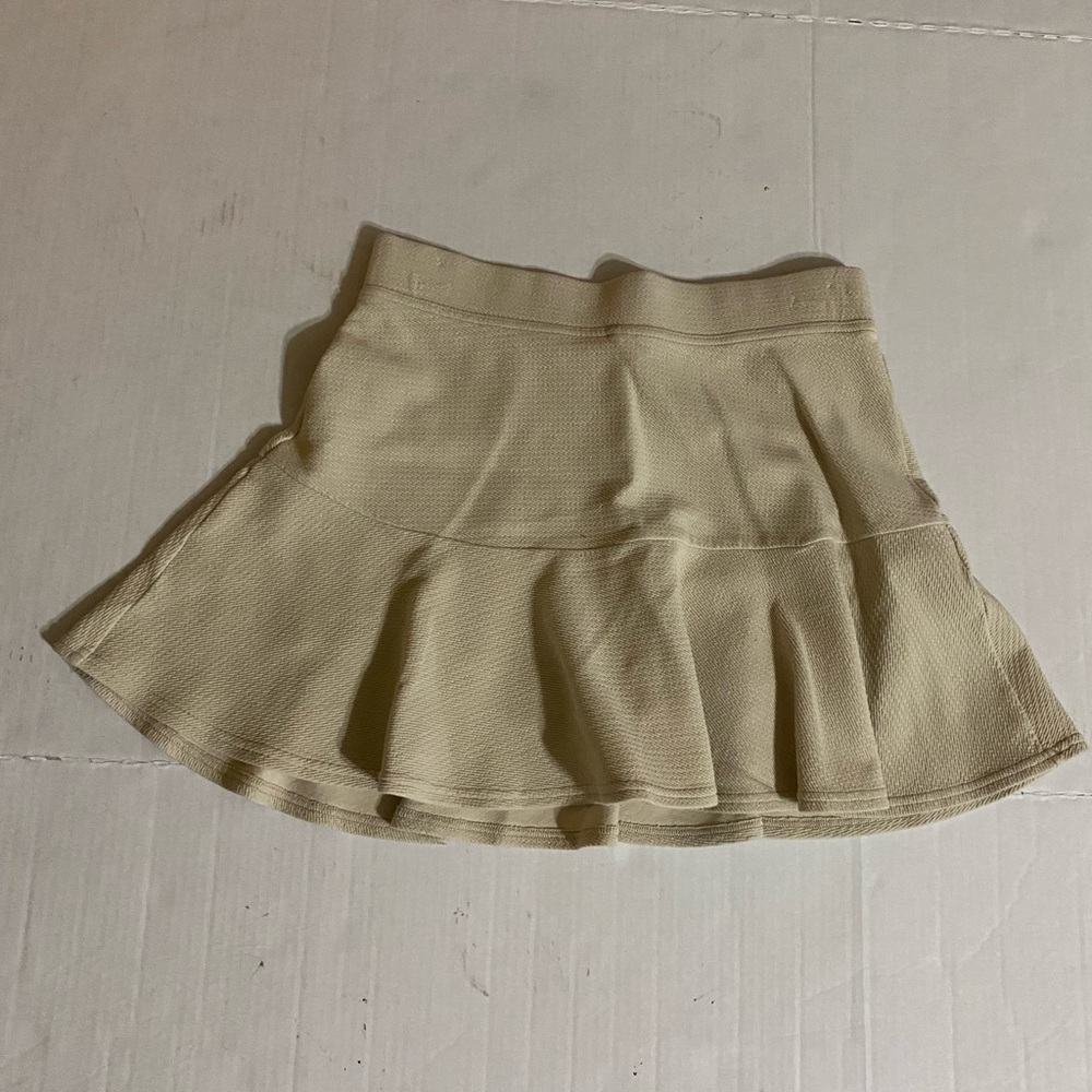 Aerie Cream Skater Mini Skirt with Pleated Ruffles